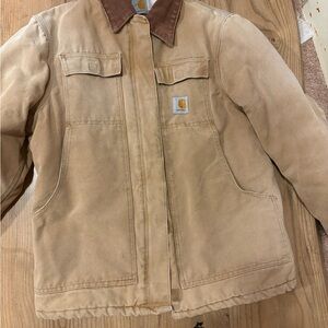 Carhartt Women’s Tan Jacket with Brown Collar